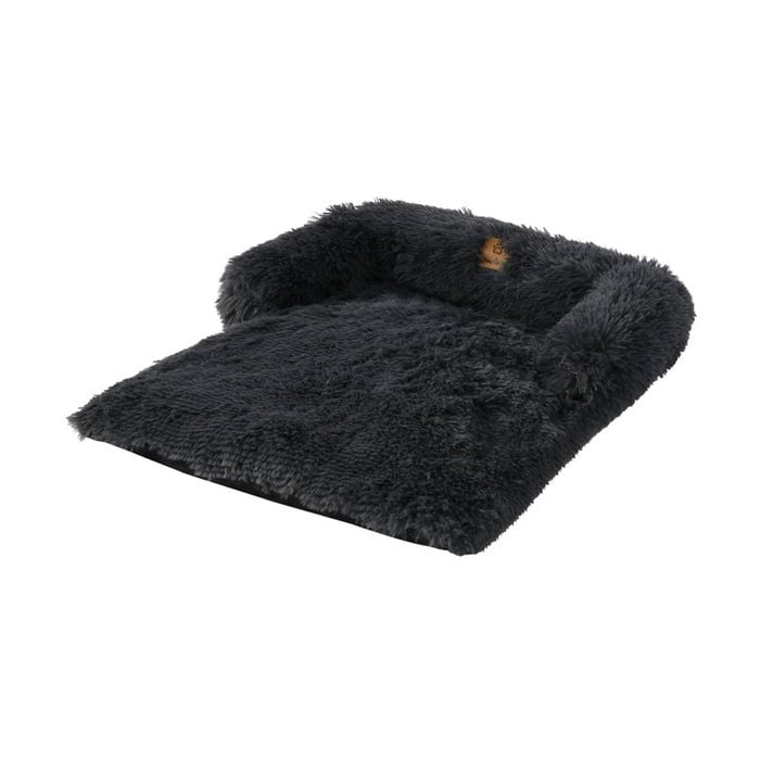 Charlie's Shaggy Faux Fur Bolster Sofa Protector Calming Dog Bed - Charcoal - Large