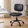 HOMFURN Armless Office Chair with Wheels – Ergonomic PU Leather Task Chair, Height Adjustable 45-54cm, 360° Swivel, Black