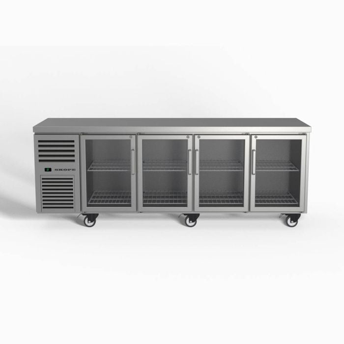 Skope Reflex 4 Glass Door Underbench Gn 1/1 Compatible Fridge - Under Bench Fridges (rf7.ubr.4.gd)