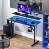 Advwin Gaming Desk with LED Lights & Power Outlets 100cm Computer Desk with Monitor Stand Black
