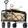 Advwin Folding Wagon Cart Beach Trolley Cart w/Folding Table Board Adjustable Handle Grocery Wagon for Sports, Shopping