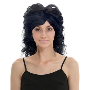 RETRO WIG Curly Long Hair Disco Punk Rock Party Costume 60s 70s 22425 Black
