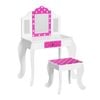 Keezi Kids Dressing Table Vanity Makeup Chair Set Wooden 3 Mirror Drawer Pink