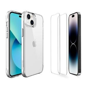 Icoverlover For Iphone 15 Plus Case + 2 Glass Screen Protectors Clear