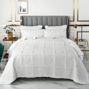 100% Cotton Lightly Quilted Coverlet Set Rosetta White Queen