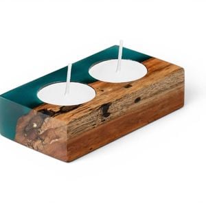 Sleek Handmade Acacia Wood Tea Light Holder