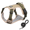 Furbulous Tactical Dog Harness Adjustable No Pull Pet Harness Training Dog Harness with 1.5m Lead - Khaki Large
