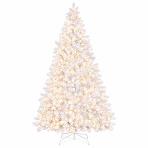 P&P White 210cm Pre Lit Christmas Tree with 500 Warm White LEDs, 1260 Tips and Metal Base Home