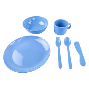 All Set Blue or Peach Bamboo 6 Piece Dinner Set for 1