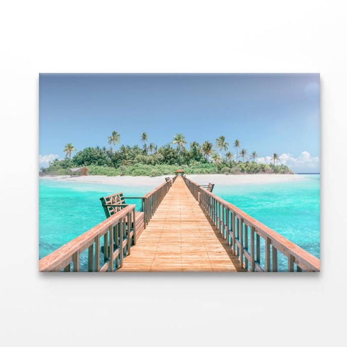 Tropical Destination - Maldives - Pier for Paradise  Print 100% Australian Made 50 x 40cm  (Acrylic)