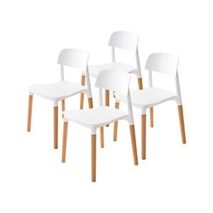 La Bella 4 Set White Retro Belloch Stackable Dining Cafe Chair