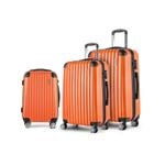Wanderlite 3pc Luggage Trolley Travel Set Suitcase Carry On TSA Lock Hard Case Lightweight Orange