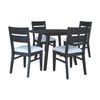 Ellen 5pc Dining Set 100cm Round Table 4 Chair Black