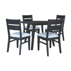 Ellen 5pc Dining Set 100cm Round Table 4 Chair Black