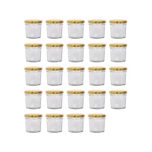 Argon Tableware 90ml Glass Jam Jars With Airtight Gold Lids - Set Of 24 Empty Screw Top Kitchen Storage Preserving Jar