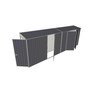 Build-a-Shed 0.8 x 6 x 2m Single Hinged Door Skillion Shed with Single and Double Hinged Side Doors - Grey