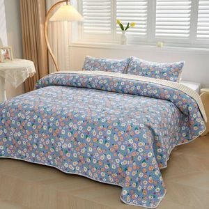 Bloomington Spring Time 100% Cotton Lightly Quilted Reversible Coverlet Set King Single