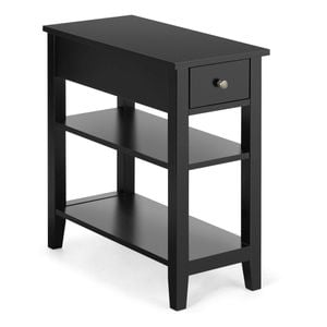 Costway 3-tier Side End Table Slim Narrow Nightstand Black