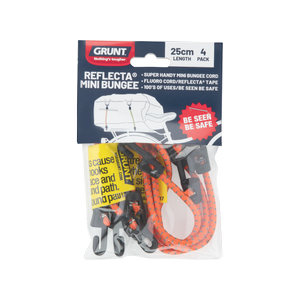 GRUNT Mini Reflecta Flat Bungee Strap - 4 Pack
