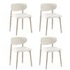 Oikiture 4x Dining Chairs Kitchen Chair Cafe Lounge Chair Boucle Wood&White