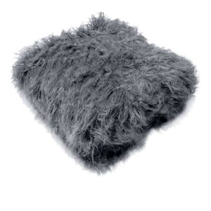 Maya Curly Long Hair Faux Fur Throw Rug 127 x 152 cm Charcoal