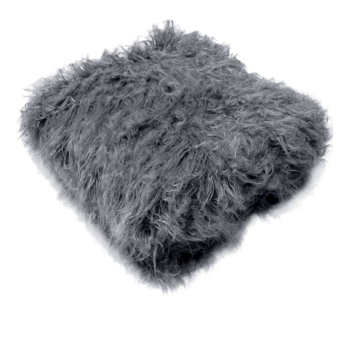 Maya Curly Long Hair Faux Fur Throw Rug 127 x 152 cm Charcoal