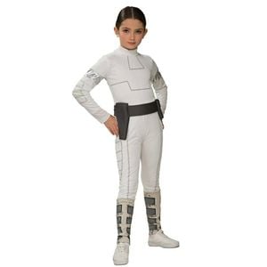 Padme Amidala White Jumpsuit Girls Halloween Costume with Belt, Large