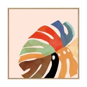 Artey | Rainbow Fern I - Framed Canvas - Natural Frame - 140 x 140cm