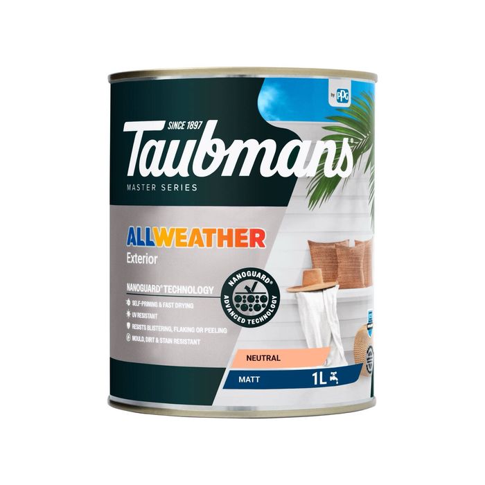 Taubmans 1L Neutral Matt All Weather Exterior Paint