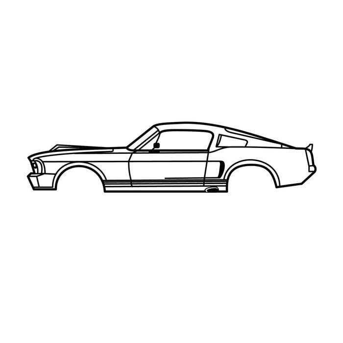 Ignite Laser Ford 'Eleanor' Mustang Silhouette Metal Wall Art Coated Black 15.7inch/40cm