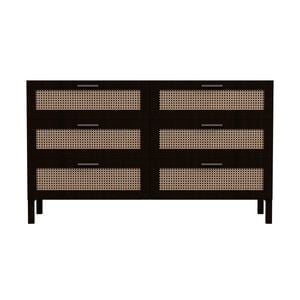 Casa Decor Tulum Rattan 6 Drawer Tallboy Black