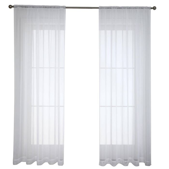 Windoware 120 x 213cm White Coco Rod Pocket Curtain - 1 Pack 