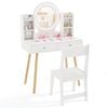 Costway Wooden Dressing Table & Chair Makeup Vanity Set White