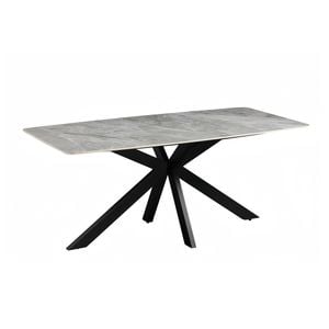 Dining Set Sintered Stone Top with 6pcs faux leather Dining Chair