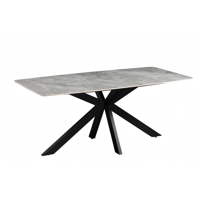 Dining Set Sintered Stone Top with 6pcs faux leather Dining Chair