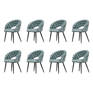 Familand Dining Chairs Set of 8 Padded Seat Kitchen Living Room Chair Velvet in White