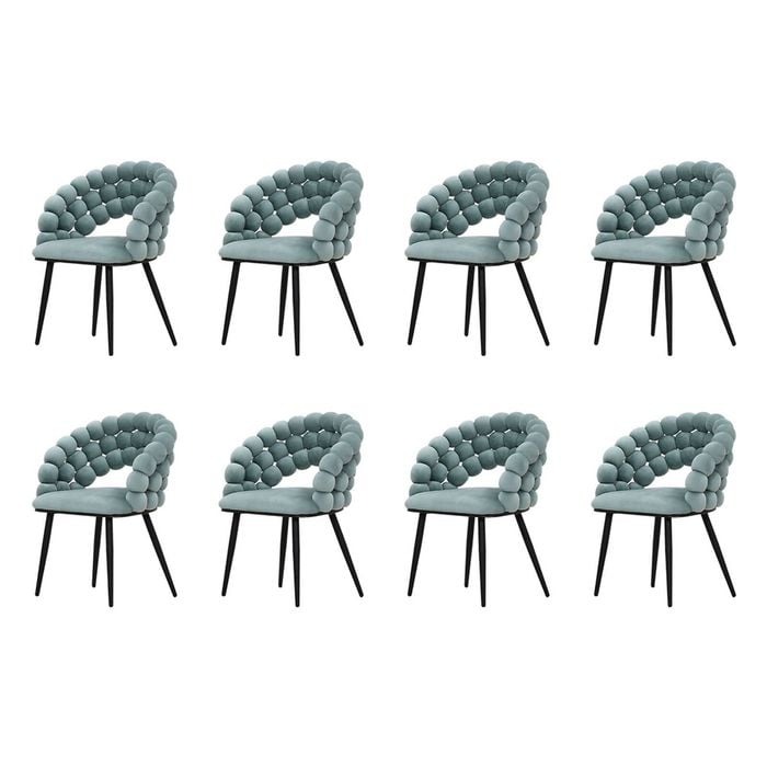 Familand Dining Chairs Set of 8 Padded Seat Kitchen Living Room Chair Velvet in White
