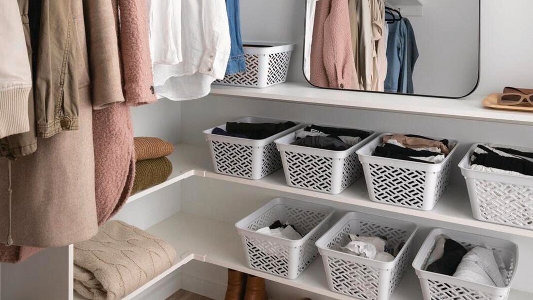 bedroom closet storage in shot with storage solutions 