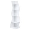Homfurn 5-tier Corner Bookshelf – S-shaped Space-saving Storage Rack, White, 178cm Tall