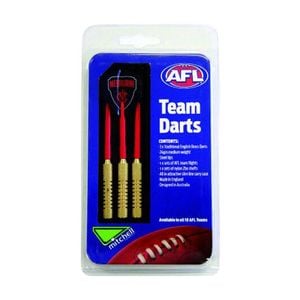3pc AFL Brass Darts Melbourne Demons Team Design Flights & Shafts In Case