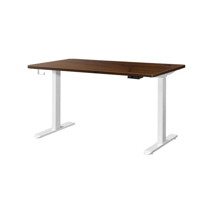 Oikiture Electric Standing Desk Dual Motor 150cm Walnut Tabletop