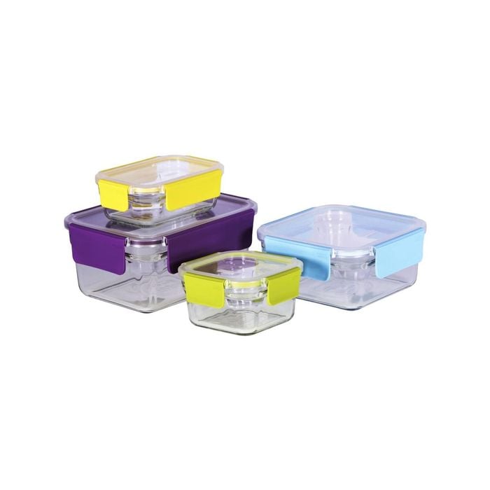 Glasslock 4 Piece Tempered Glass Food Container Premium Oven Safe Set