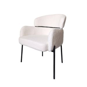 Bribrion X1 Dining Chair With Armrest Armchair Living Room Boucle White
