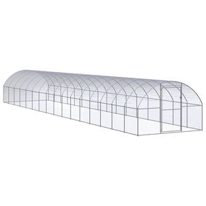 vidaXL Outdoor Chicken Coop Hen House Pet Cage Chicken Run Galvanised Steel 3x16x2 m