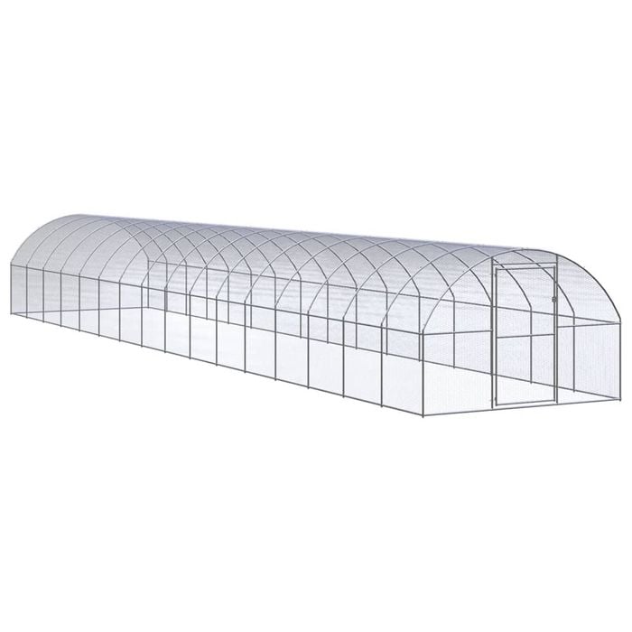 vidaXL Outdoor Chicken Coop Hen House Pet Cage Chicken Run Galvanised Steel 3x16x2 m