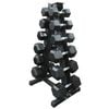 165kg - 6 Pair Hex Rubber Dumbell Weight Set With Large Storage Rack