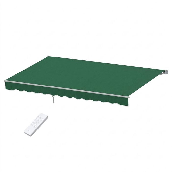 Instahut Retractable Folding Arm Awning Motorised Sunshade 5mx3m Dark Green