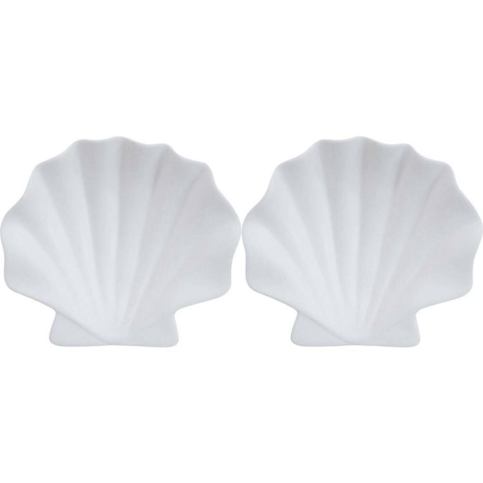 2PK LVD Shell Plate Ceramic Home/Lounge Decor 17cm White