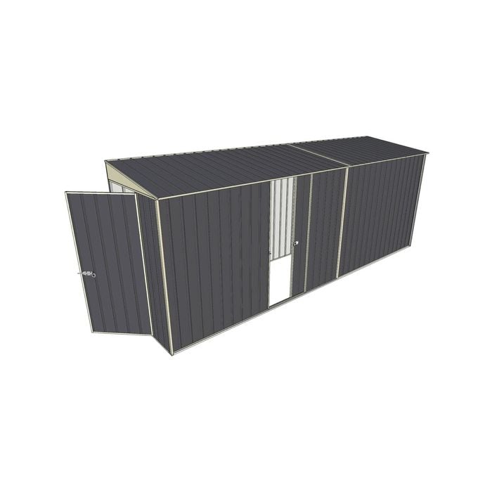 Build-A-Shed 1.2 x 5.2 x 2.0m Tunnel Shed Tunnel Hinged Door with 1 Sliding Side Door - Grey