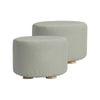 La Bella 2 Set Grey Fabric Ottoman Round Wooden Leg Foot Stool